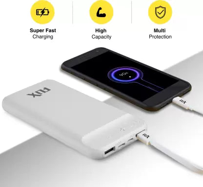 flix 10000 mAh Power Bank (Fast Charging)  (White, Lithium Polymer)