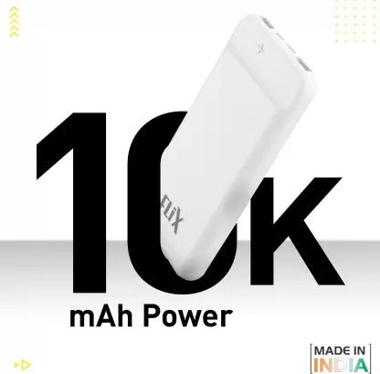 flix 10000 mAh Power Bank (Fast Charging)  (White, Lithium Polymer)