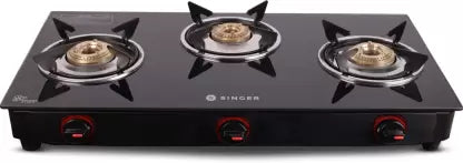 Singer Maxiflare 3 GS Glass Manual Gas Stove  (3 Burners)