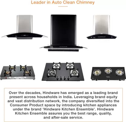 Hindware NEVIO PLUS BLACK 90 Auto Clean Wall Mounted Chimney  (Black 1400 CMH)(OPEN BOX)