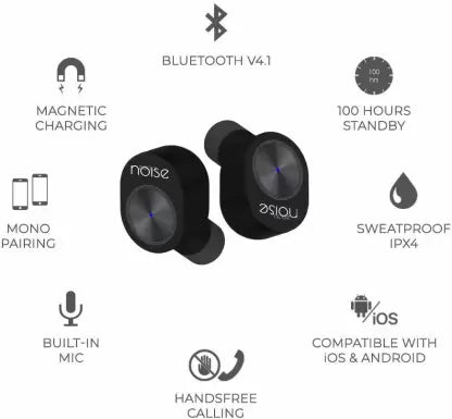 Noise Shots Sport True Wireless Bluetooth Headset  (Black, True Wireless)