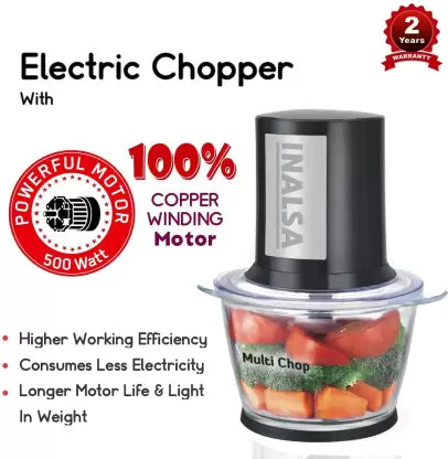 Inalsa Multi Chop 500 W Chopper Black BrandGodam2022