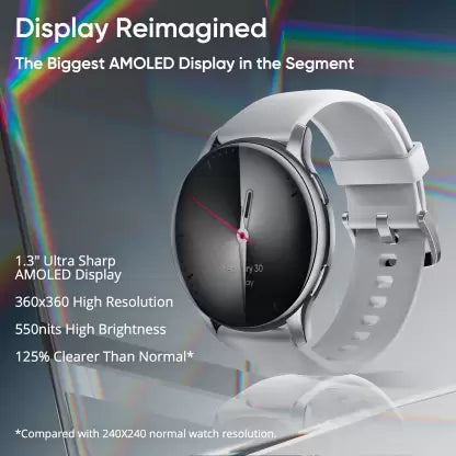 DIZO Watch R AMOLED with 45 mm Dial Size (by realme techLife)  (Sleek Silver Strap, Free Size)