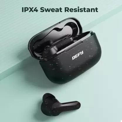 DEFY Gravity Zen with 4 Mics ENC, Low Latency and Brisk Charging Bluetooth Headset  (Bold Black, In the Ear)