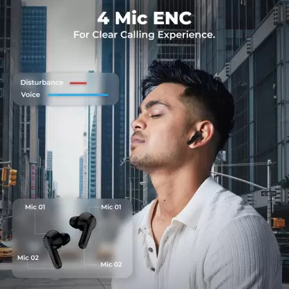 DEFY Gravity Zen with 4 Mics ENC, Low Latency and Brisk Charging Bluetooth Headset  (Bold Black, In the Ear)