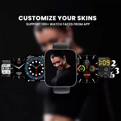 conekt SW1i 1.72'' Full HD display with Bluetooth calling and complete health tracking Smartwatch  (Black Strap, Free Size)