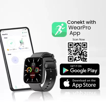 conekt SW1i 1.72'' Full HD display with Bluetooth calling and complete health tracking Smartwatch  (Black Strap, Free Size)