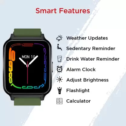 Fire-Boltt Tornado Bluetooth Calling Smartwatch Smartwatch  (Green Strap, Free Size)