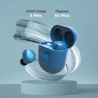 boAt Airdopes 381 with upto 20 Hours Playback and ASAP Charge Bluetooth Headset  (Blue, True Wireless)