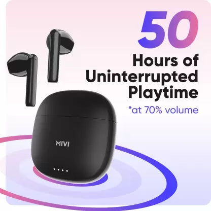 Mivi DuoPods F40 with 50 Hrs Playtime I13mm Drivers|Made in India| Deep Bass Bluetooth Headset  (Black, True Wireless)