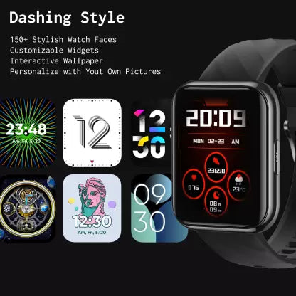 DIZO Watch D 1.8 inch Dynamic display with 550nits brightness (by realme techLife)  (Classic Black Strap, Free Size)