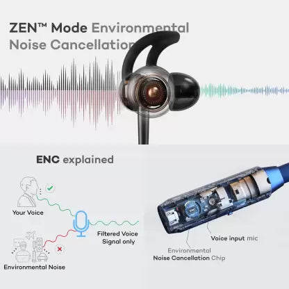 Boult Audio ProBass EQCharge with ZEN Mode ENC, 32hrs Playtime, Ultra-Fast Charging Bluetooth Headset  (Black, In the Ear)