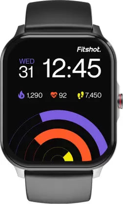 Fitshot Connect 1.85inch CosmicDisplay, Bluetooth Calling & SoloSync Technology Smartwatch  (Black Strap, Regular)