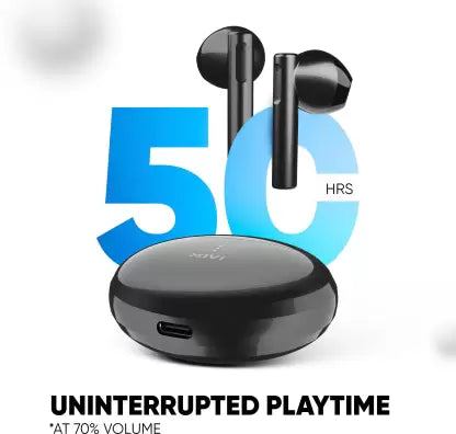 Mivi DuoPods F50 with 50 Hrs Playtime I13mm Drivers|Fast Charging Bluetooth Headset  (Black, In the Ear)