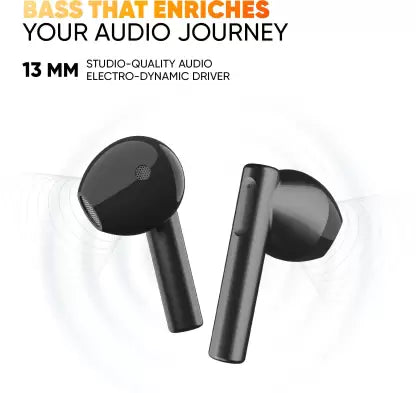 Mivi DuoPods F50 with 50 Hrs Playtime I13mm Drivers|Fast Charging Bluetooth Headset  (Black, In the Ear)