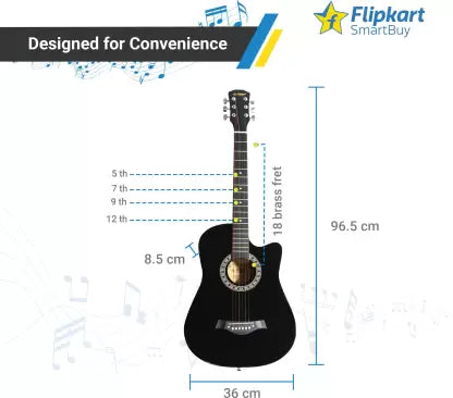 Flipkart SmartBuy RS-AG38 BK Acoustic Guitar Linden Wood Plastic Right Hand Orientation  (Black)