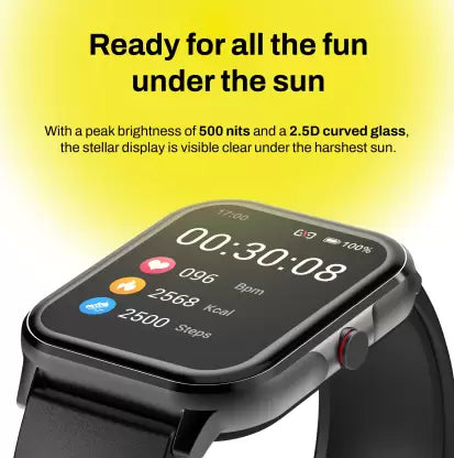 Fitshot Connect 1.85inch CosmicDisplay, Bluetooth Calling & SoloSync Technology Smartwatch  (Black Strap, Regular)