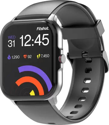 Fitshot Connect 1.85inch CosmicDisplay, Bluetooth Calling & SoloSync Technology Smartwatch  (Black Strap, Regular)