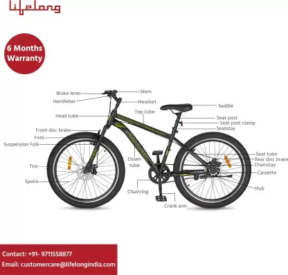 Lifelong Falcon 26 T with Disc Brake and Suspension , Matte Black 26 T Road Cycle  (Single Speed, Black)