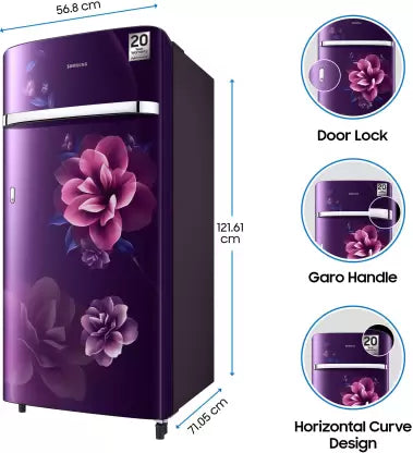 SAMSUNG 198 L Direct Cool Single Door 5 Star Refrigerator  (Camellia Purple, RR21T2G2WCR/HL)