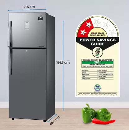 SAMSUNG 236 L Frost Free Double Door 2 Star Convertible Refrigerator  (Refined Inox, RT28C3922S9/HL)