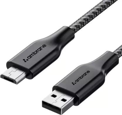 Ambrane Micro USB Cable 3 A 1.5 m RCM-15  (Compatible with Smartphones, Black, One Cable)