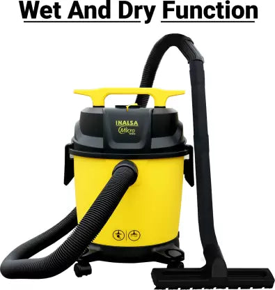 Inalsa Micro WD10 Wet & Dry Vacuum Cleaner with Reusable Dust Bag  (Black, Yellow)