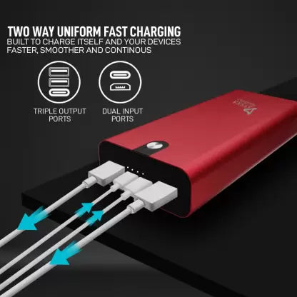 Syska 20000 mAh Power Bank (18 W, Fast Charging)  (Blazing Red, Lithium Polymer)#JustHere