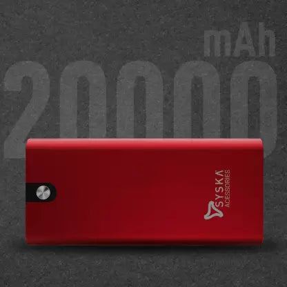 Syska 20000 mAh Power Bank (18 W, Fast Charging)  (Blazing Red, Lithium Polymer)#JustHere