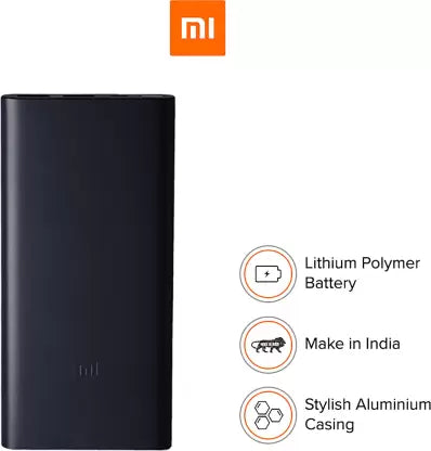 Mi 10000 mAh Power Bank  (Black, Lithium Polymer)