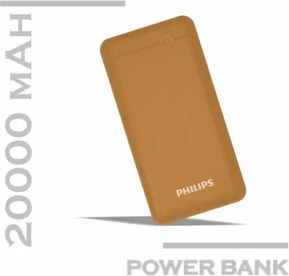 PHILIPS 20000 mAh Power Bank (18 W, Fast Charging)  (Brown, Lithium Polymer)