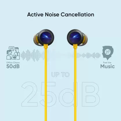 realme Buds Wireless 2 with Dart Charge and Active Noise Cancellation (ANC) Bluetooth Headset  (Yellow, In the Ear)