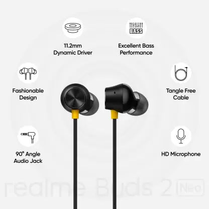 realme Buds 2 Neo With HD Mic Wired Headset  (Black, In the Ear)