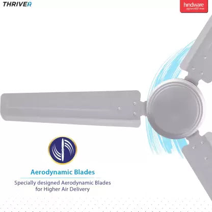 Hindware Thriver 1200 mm 3 Blade Ceiling Fan  (White, Pack of 1)
