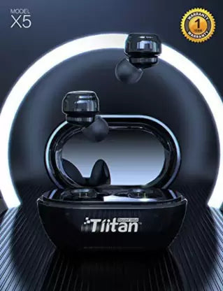 Tiitan TW-X5 Bluetooth Headset  (Black, In the Ear)