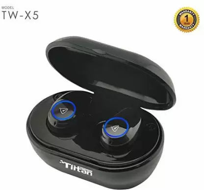 Tiitan TW-X5 Bluetooth Headset  (Black, In the Ear)