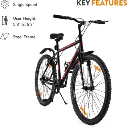 Urban Terrain Tokyo with Complete Accessories & Mobile Tracking App 26 T Hybrid Cycle/City Bike  (Single Speed, Black, Red)