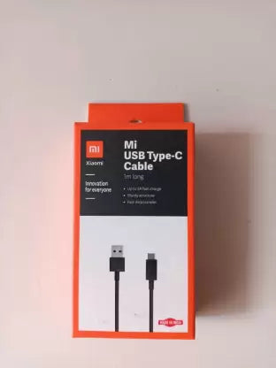 REDMI USB Type C Cable 1 m USBC100T  (Compatible with C TYPE SMARTPHONES, Black, One Cable)