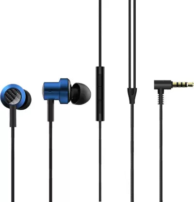 Mi Mi Dual Driver Dynamic Bass High Definition in-Ear Earphones with Mic Wired Headset  (Blue, In the Ear)