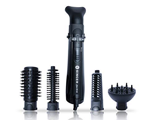 Singer Style HS05 Hot Air Styling Kit with Motorized Rotating Brush and 4 Attachments (Black)