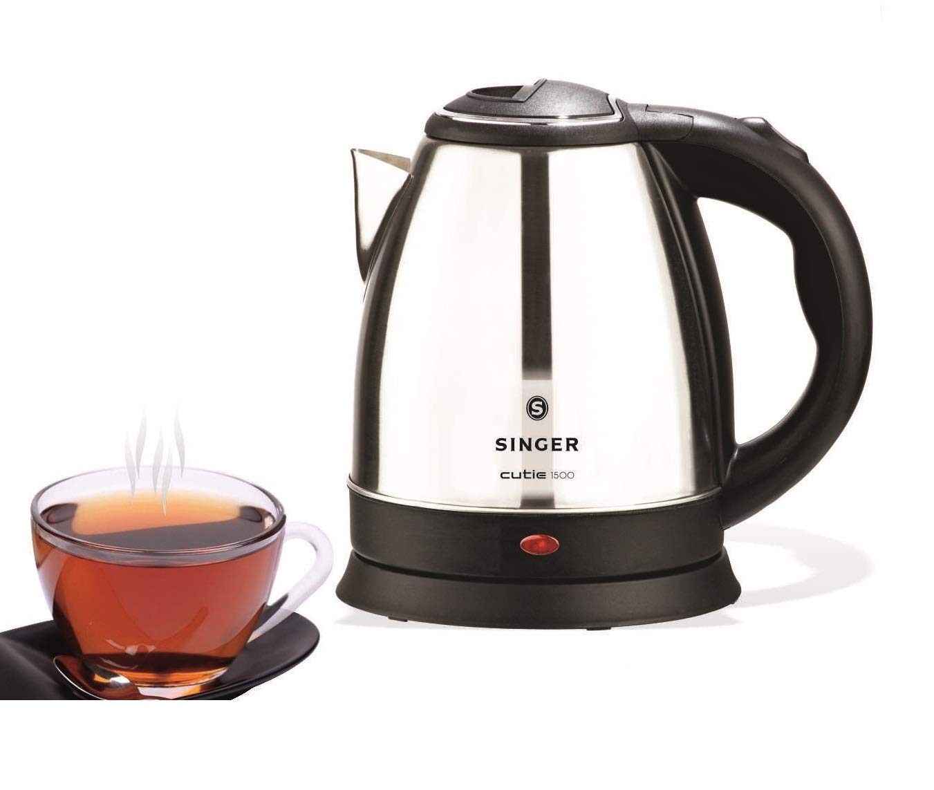 Singer E FIT 1700 Electric Kettle 1.7 Liter Stainless Steel, 1500watts - Black, Silver